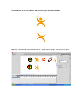 Luego de esto se recorta se copea y se pega el mimo recorte la imagen queda así




Se escoge la herramienta ovalo se hace un ovalo y queda como la imagen expuesta para trabajar
 
