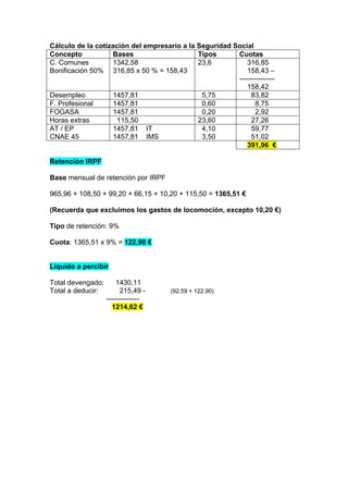 Ejercicio de Nóminas  solucionado