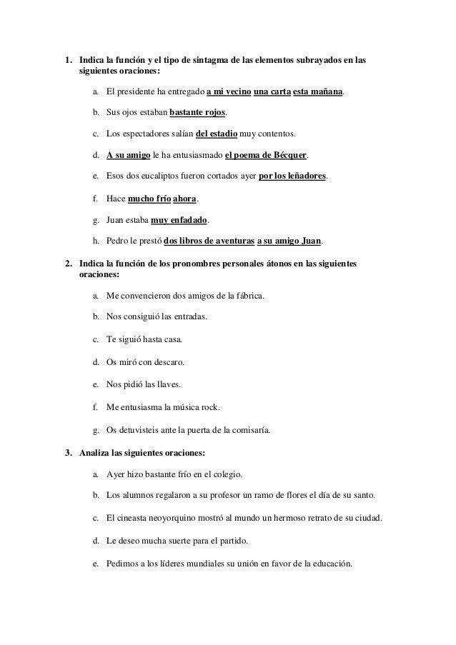 Ejercicio de análisis sintáctico (repaso) Ejercicio de análisis sintáctico (repaso)