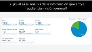 2. ¿Cuál es su análisis de la información que arroja
audiencia > visión general?
 
