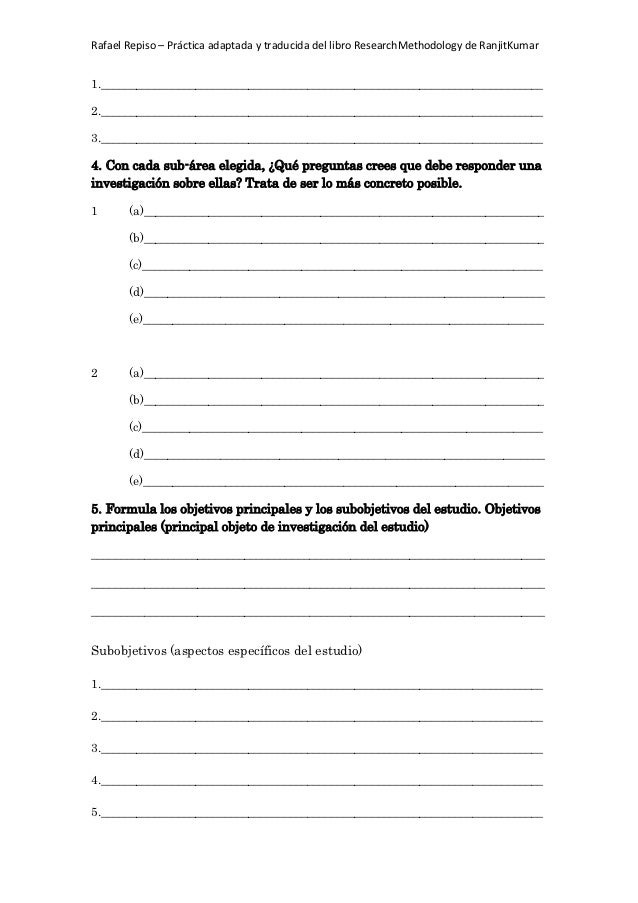 Ejercicio 1. Metodología de la Investigación. Formulación