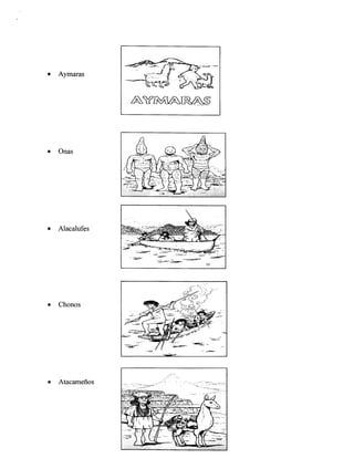 o Aymaras
o Onas
o Alacalufes
o Chonos
AlffrfiAIRAS
o Atacameños
 
