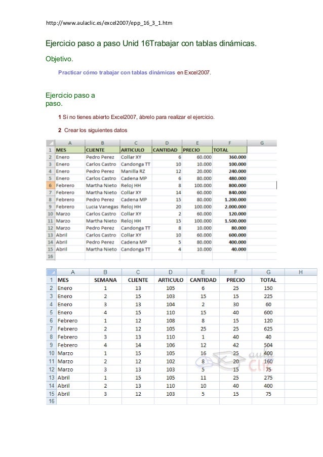 Ejercicio paso a paso unidad 16 tablas dinamicas