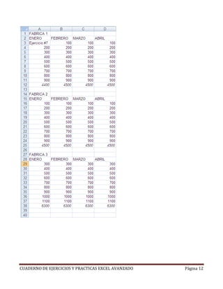 CUADERNO DE EJERCICIOS Y PRACTICAS EXCEL AVANZADO   Página 12
 