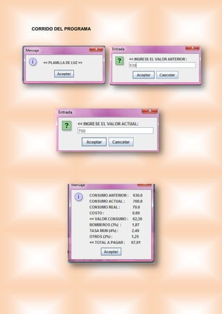 CORRIDO DEL PROGRAMA
 