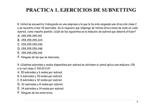 Ejercicios subnetting