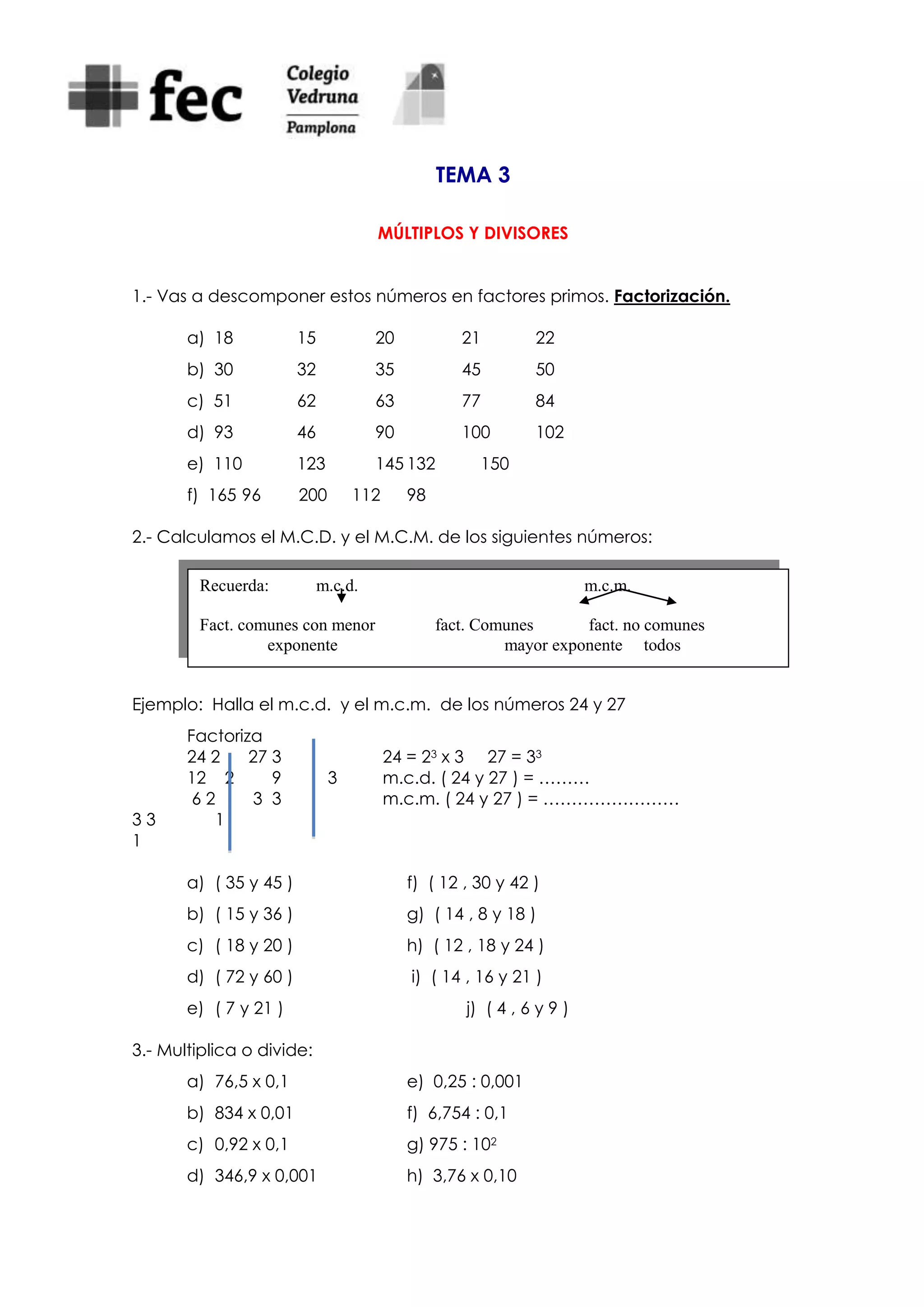 Ejercicios completos para alumnos | DOCX