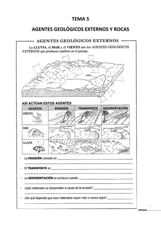 TEMA 5
AGENTES GEOLÓGICOS EXTERNOS Y ROCAS
 