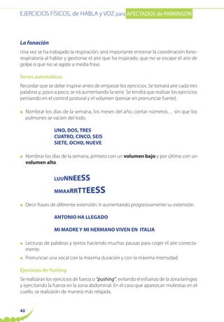 Ejercicios fisicos de habla y voz para enfermos de parkinson | PDF