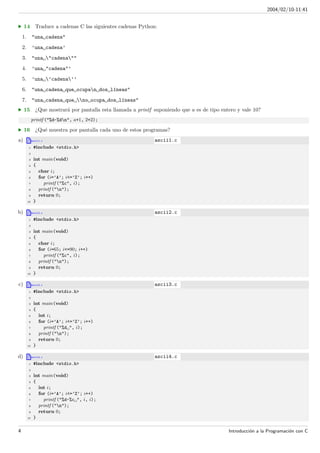 Ejercicios introduccion a la programación en C | PDF