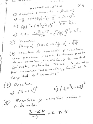 Ejercicios Matemática 2do año - 1T - Diciembre 2015