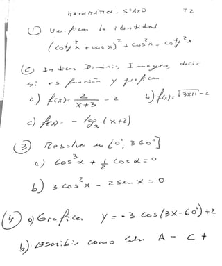 Ejercicios-Matemática 5to año - 2Trimestre-Dic 2015