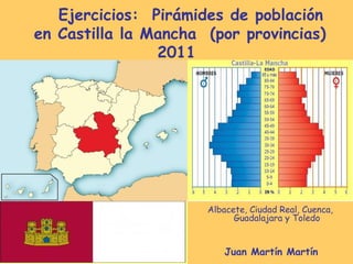 Ejercicios: Pirámides de población
en Castilla la Mancha (por provincias)
                2011




                      Albacete, Ciudad Real, Cuenca,
                            Guadalajara y Toledo


                          Juan Martín Martín
 