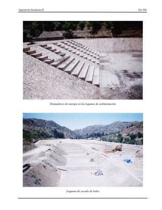 Ingeniería Sanitaria IV Civ-341
Disipadores de energía en las lagunas de sedimentación
Lagunas de secado de lodos
 