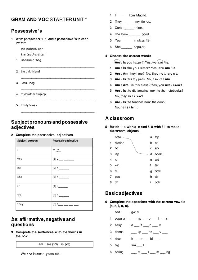 Ejercicios Para Superar El Inglés De 1º Eso