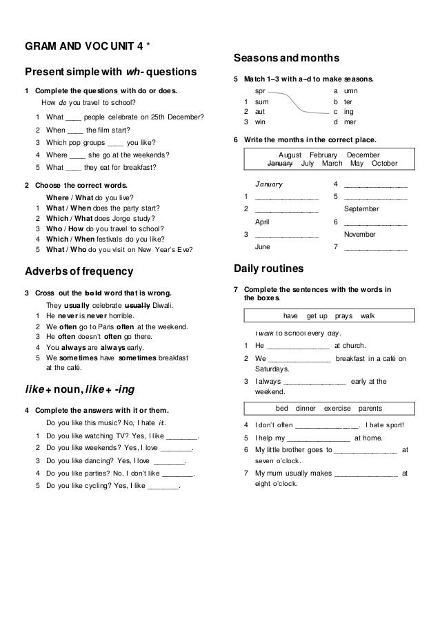 Ejercicios Para Superar El Inglés De 1º Eso