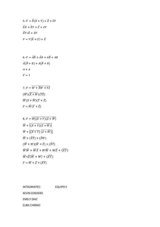 Ejercicios Algebra De Boole