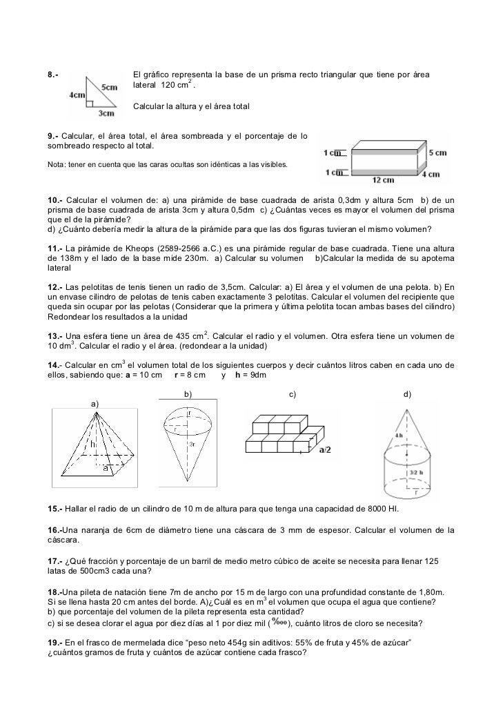 Ejercicios Area Y Volumen