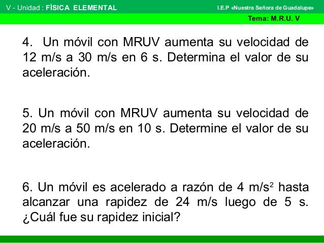 Resultado de imagen de ejercicios de mruv