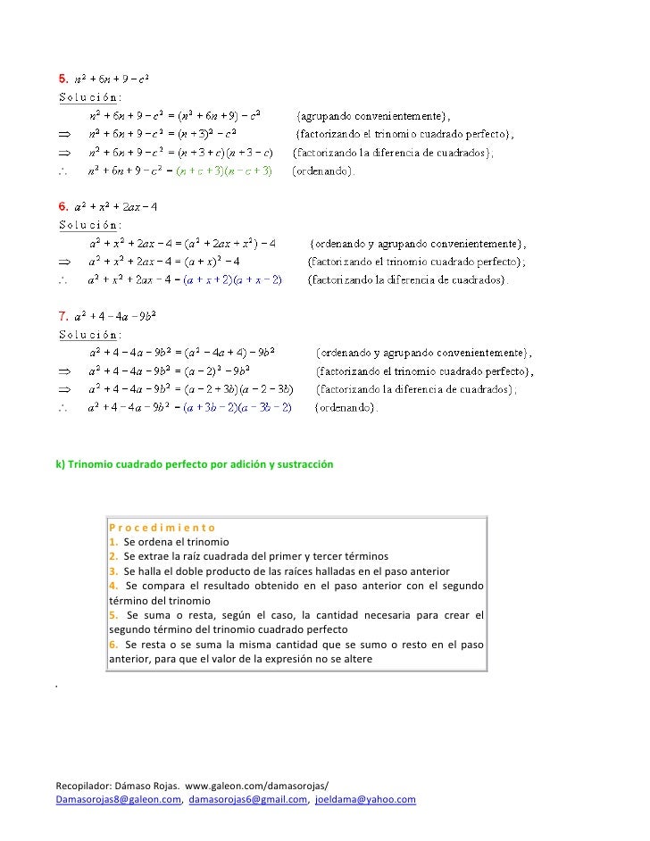 All Trinomio De La Forma X2 Bx C Ejercicios Resueltos Baldor