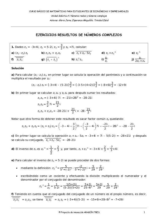 Ejercicios De Complejos