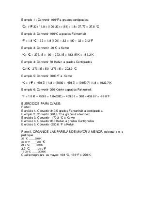 Ejercicios De Conversiones De Temperatura