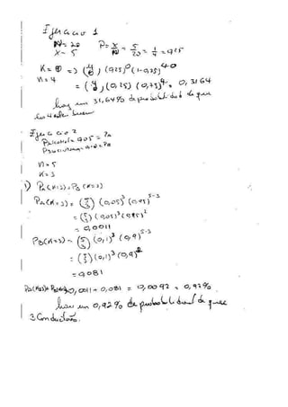 Ejercicios de distribución binomial, hipergeométrica y de poisson para saia