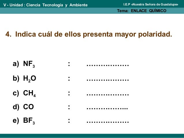 Ejercicios de enlaces químicos