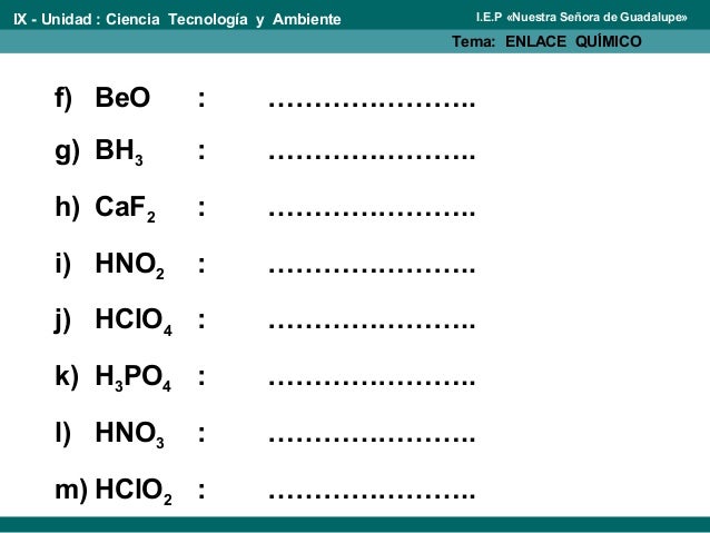 Ejercicios de enlaces químicos