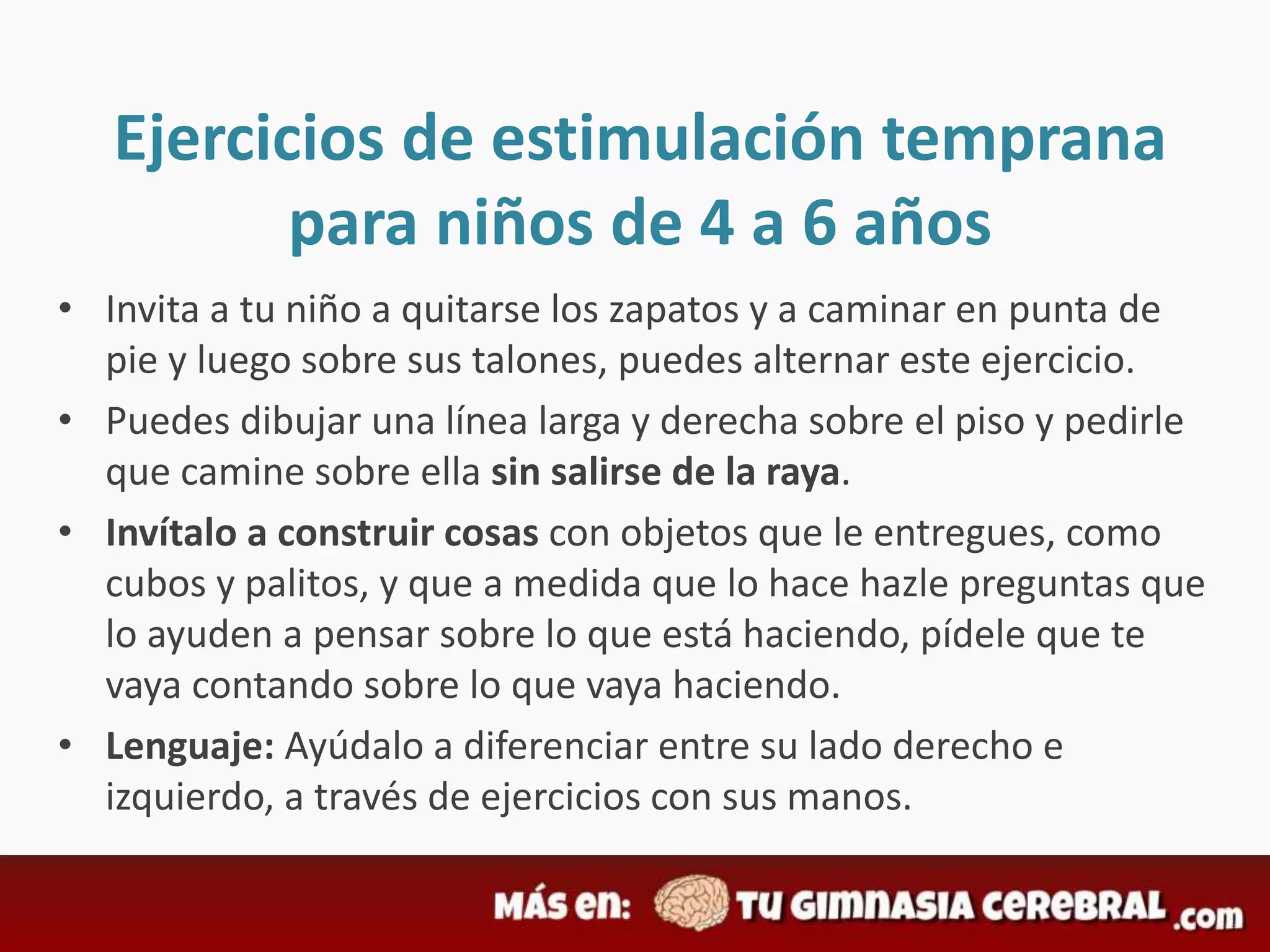 Ejercicios de Estimulacion Temprana para Bebes y Niños | PPTX ...