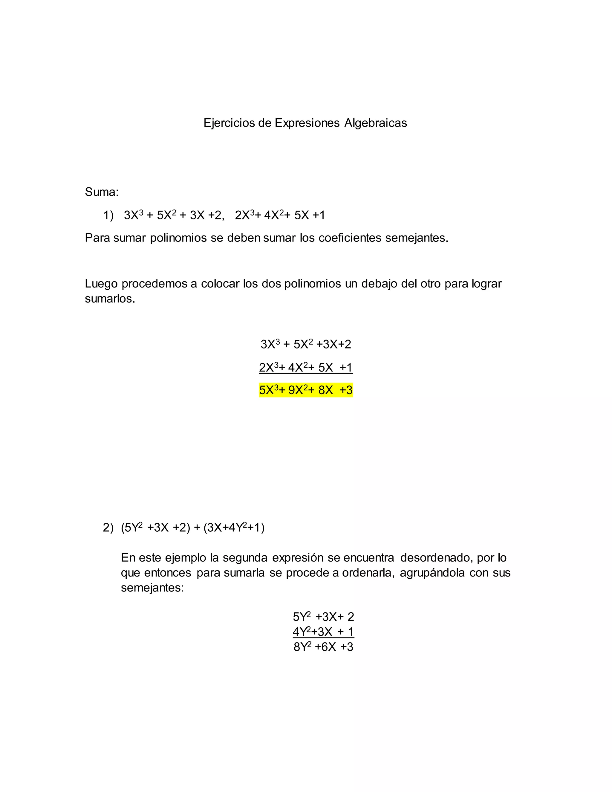 Ejercicios de expresiones algebraicas | DOCX | Educational Assessment ...