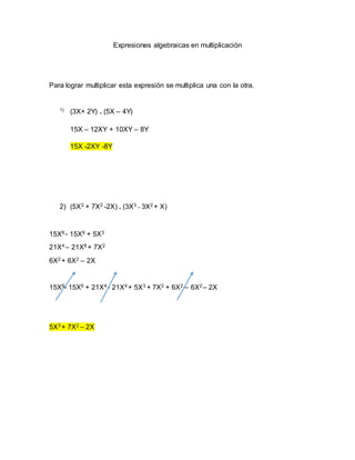Ejercicios de expresiones algebraicas | DOCX