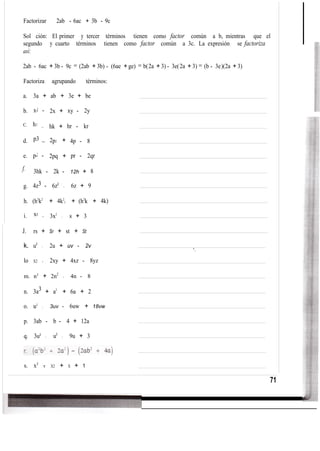 Ejercicios de factor comun por agrupacion de terminos | PDF
