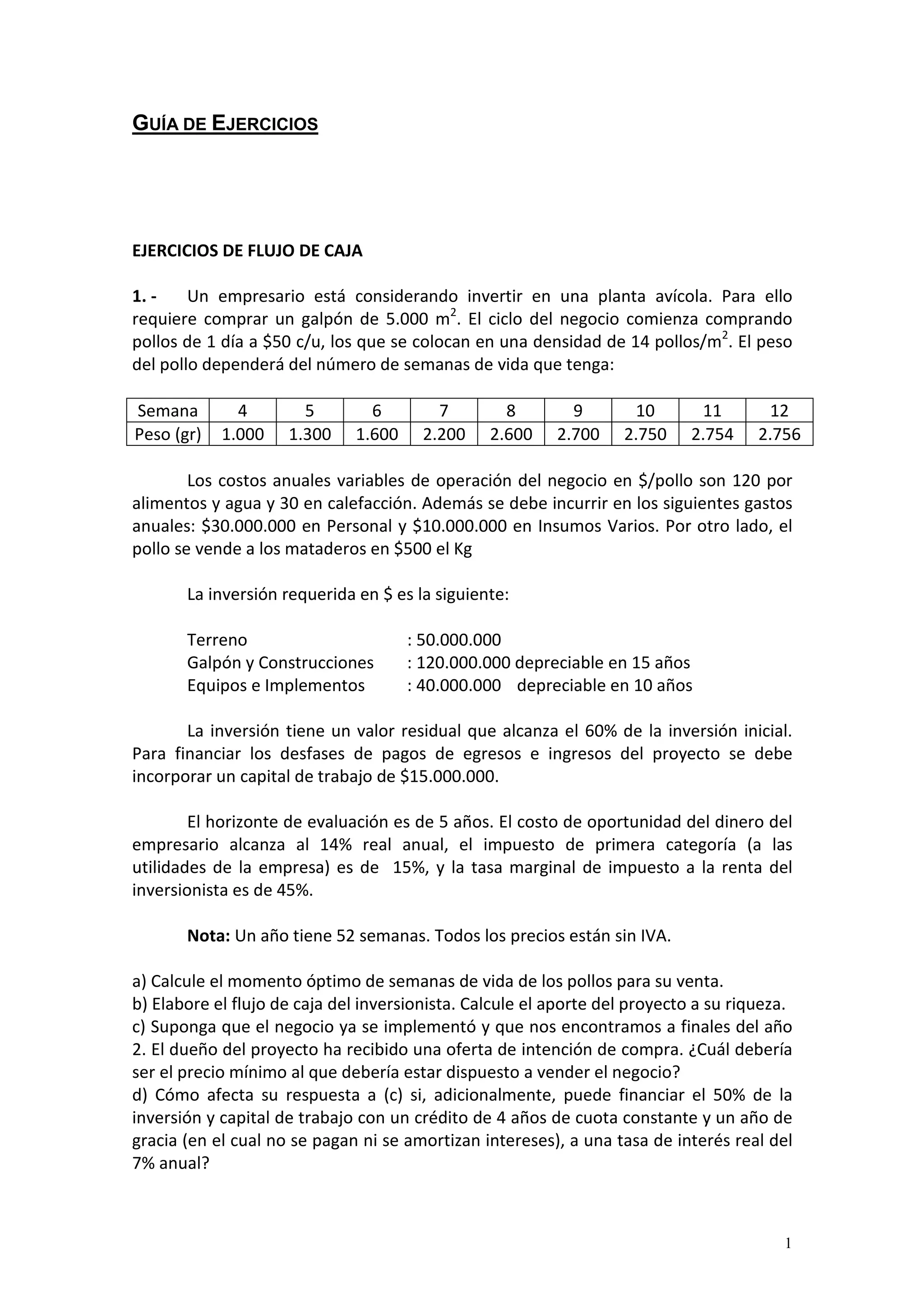 Ejercicios de flujo de caja | PDF