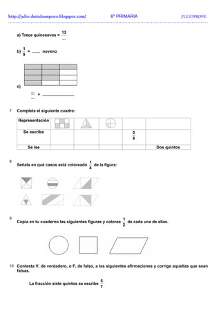 Ejercicios de Fracciones + Soluciones 6º Slide 2