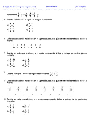 Ejercicios de Fracciones + Soluciones 6º Slide 7