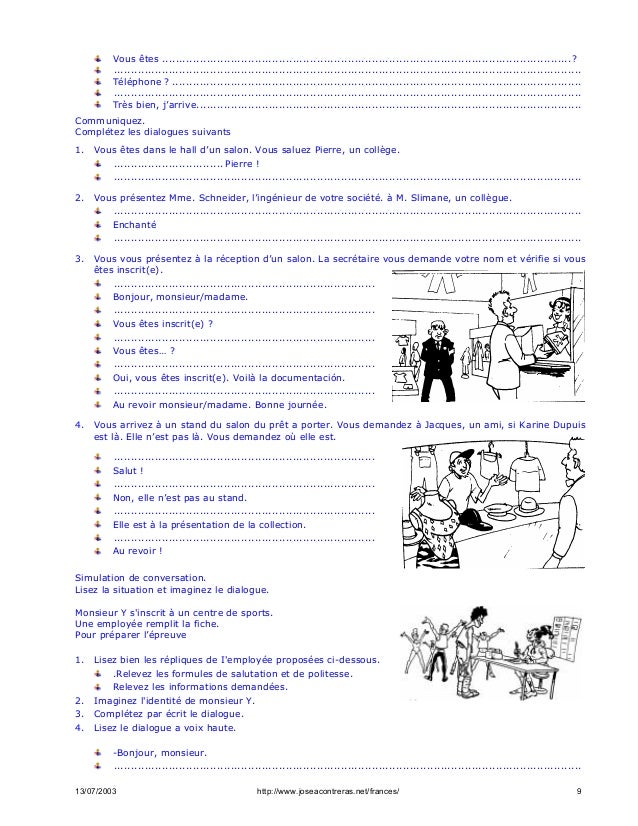 Ejercicios de frances