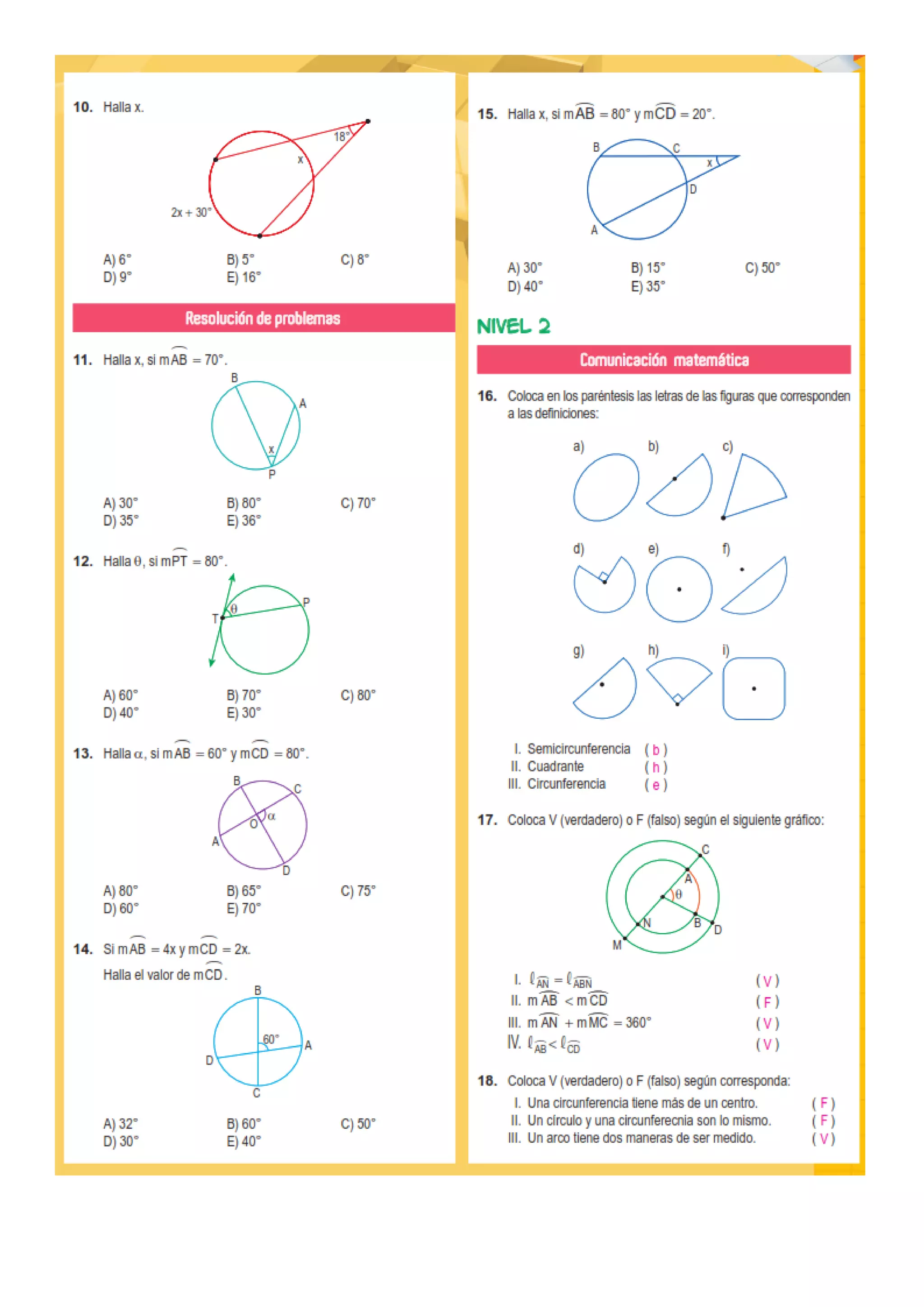 Ejercicios de geometria circunferencia | PDF