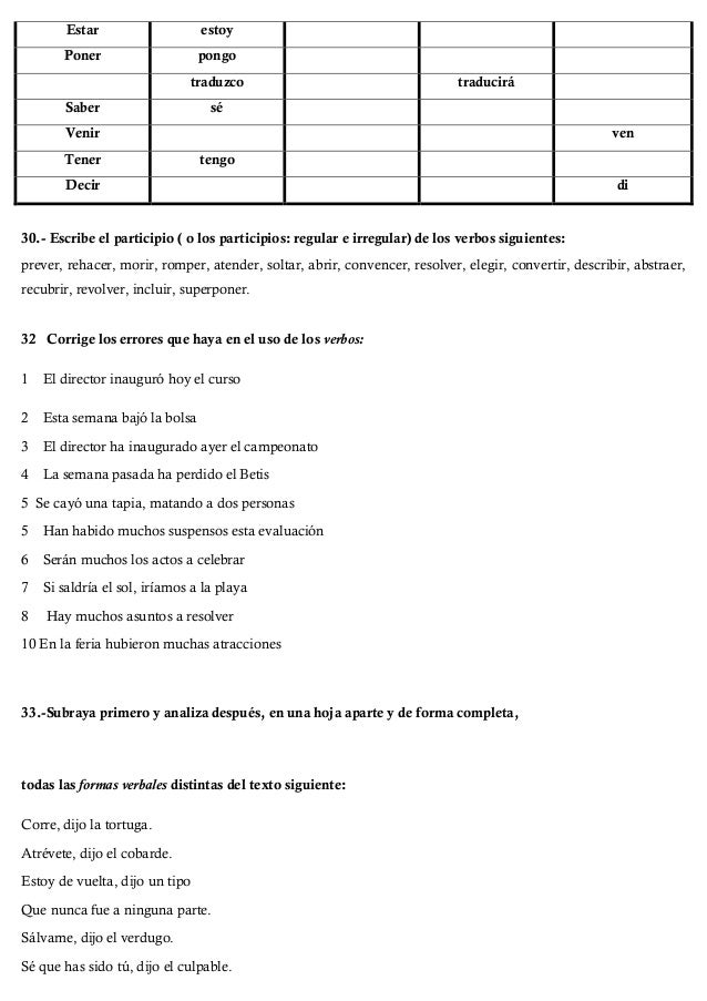 Ejercicios de gramática