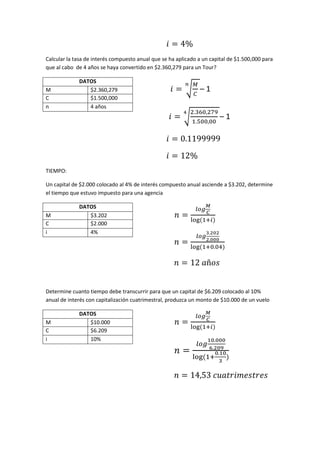 Ejercicios de matematicas financiera | DOCX