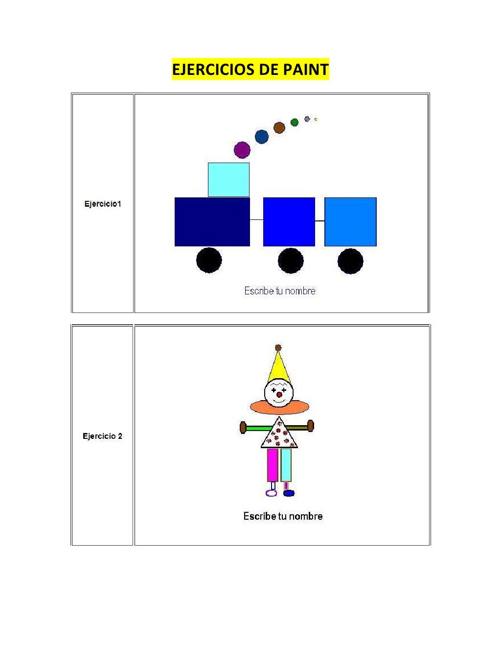EJERCICIOS DE PAINT