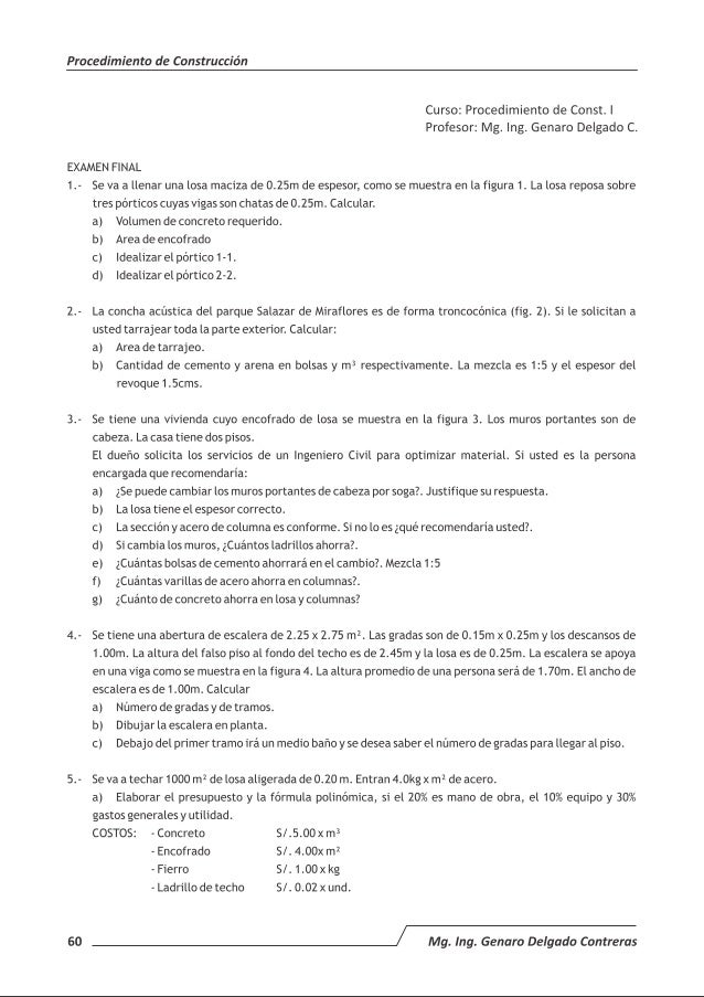 Ejercicios De Procedimientos De Construccion Ing Genaro Delgado