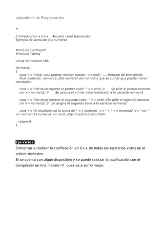 Ejercicios de programacion if - switch-case | PDF