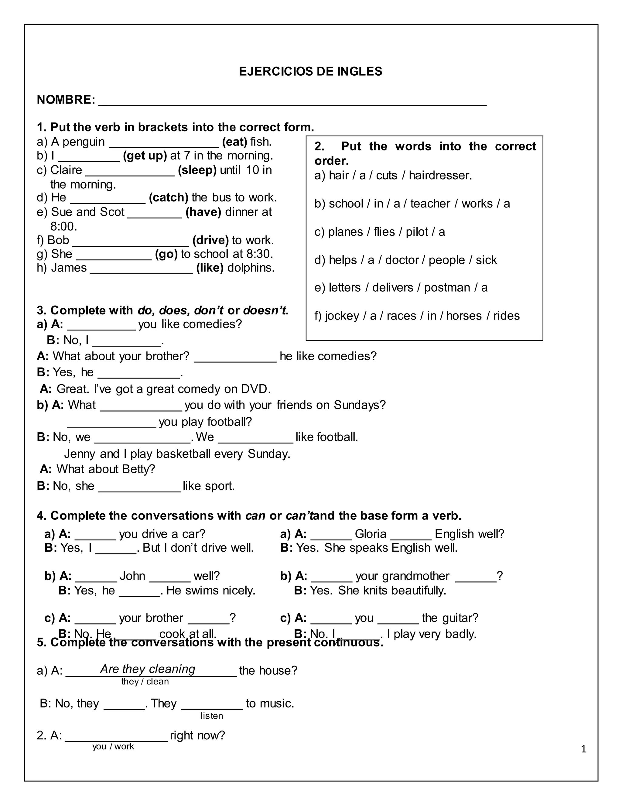 EXAMEN INGLES | PDF
