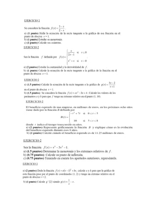 Ejercicios derivadas selectividad