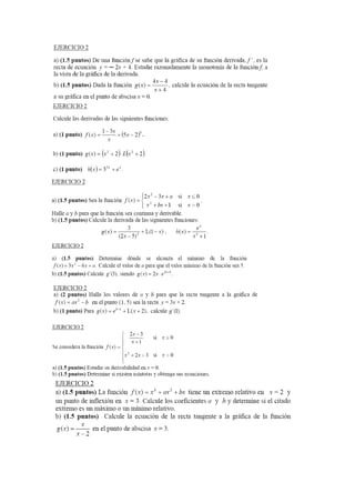 Ejercicios derivadas selectividad