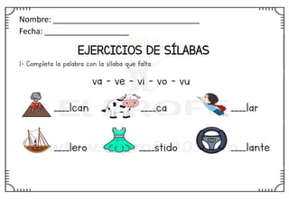 Ejercicios de Sílabas en Español para Aprendizaje Básico | PDF