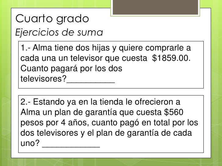 Ejercicios de suma y resta