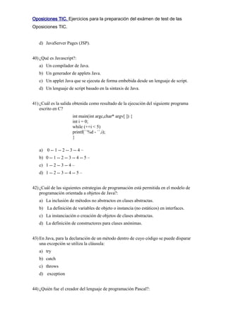 Ejercicios de test - desarrollo y programación | PDF