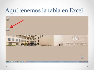 Aquí tenemos la tabla en Excel
 